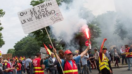 Une manifestation nationale de cheminots, le 4 juin 2019 à Paris. (RICCARDO MILANI / HANS LUCAS / AFP)