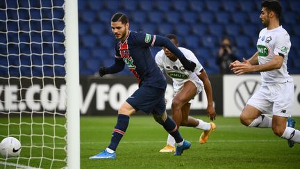 Mauro Icardi ouvre le score pour le PSG face à Lille en Coupe de France mercredi 17 mars (FRANCK FIFE / AFP) (FRANCK FIFE / AFP)