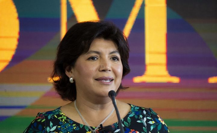 Yasna Provoste, center-left senator, candidate for the Chilean presidential election during a debate in Santiago, the Chilean capital, on November 11, 2021. (MARTIN BERNETTI / AFP)