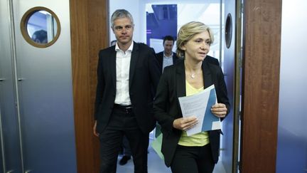 Laurent Wauquiez et Valérie Pécresse au siège des Républicains le 24 juin 2015. (THOMAS SAMSON / AFP)