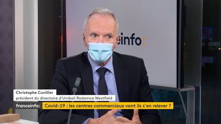 Christophe Cuvillier, président du directoire d’Unibail Rodamco Westfield, invité de franceinfo, jeudi 5 novembre 2020. (FRANCEINFO)