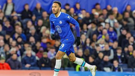 Pierre-Emerick Aubameyang sous les couleurs de Chelsea, le 26 avril 2023. (NIGEL KEENE / AFP)