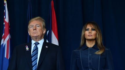 Donald et Melania Trump, à Shanksville (Pennsylvanie, Etats-Unis), lors d'une cérémonie d'homage aux victimes du 11-Septembre, le 11 septembre 2018. (NICHOLAS KAMM / AFP)