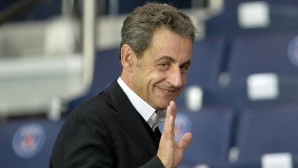 Nicolas Sarkozy, le 30 septembre 2014, au Parc des Princes (Paris).&nbsp; (MIGUEL MEDINA / AFP)