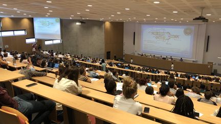 Rentrée masquée des étudiants en médecine à Caen (Calvados), 24 août 2020 (JEAN-BAPTISTE MARIE / FRANCE-BLEU BASSE-NORMANDIE)