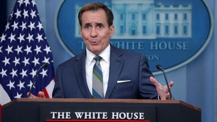 John Kirby, s'exprime lors d'un point de presse dans la salle de presse de la Maison Blanche, à Washington, le 31 juillet 2024 (ALEX WONG / AFP)