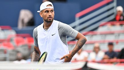 Nick Kyrgios lors de son match face à Hubert Hurkacz lors du Masters 1000 de Montréal, le 12 août 2022. (MINAS PANAGIOTAKIS / GETTY IMAGES NORTH AMERICA)