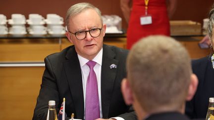 Le Premier ministre australien Anthony Albanese à Wellington (Nouvelle-Zélande) en juillet 2023. (MARTY MELVILLE / AFP)