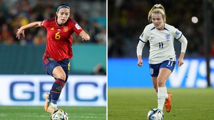 L'Espagnole Aitana Bonmati et l'Anglaise Lauren Hemp lors de la Coupe du monde 2023. (AFP)