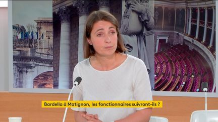 Sophie Binet, secrétaire générale de la CGT, sur le plateau de franceinfo, à Paris, le 21 juin 2024. (FRANCEINFO)