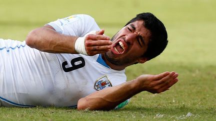 &nbsp; (Luis Suarez à terre après avoir mordu Chiellini © Reuters/Tony Gentile)