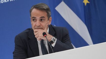 Le Premier ministre grec Kyriakos Mitsotakis le 12 août 2021 à Athènes. (MENELAOS MYRILLAS / SOOC)