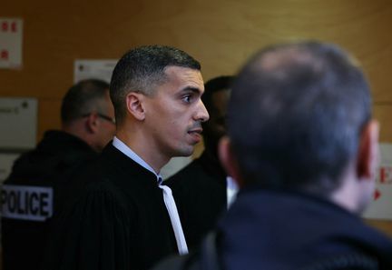 L'avocat des parties civiles, Mourad Battikh, au procès de Pierre Palmade, au tribunal de Melun (Seine-et-Marne), le 20 novembre 2024. (ALAIN JOCARD / AFP)