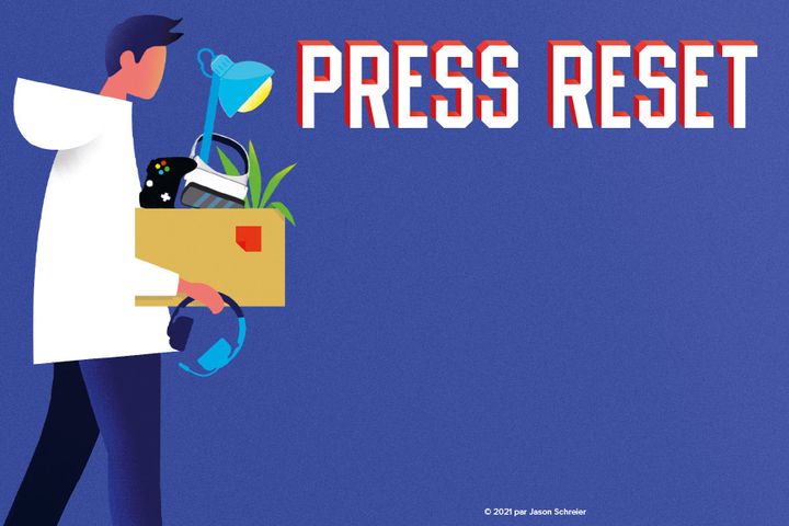 "Press Reset", sorti le 3 mars 2022, est une enquête portée&nbsp;sur la volatilité de l'industrie des jeux vidéo et sur la résilience des personnes qui y travaillent. (Jason Schreier)