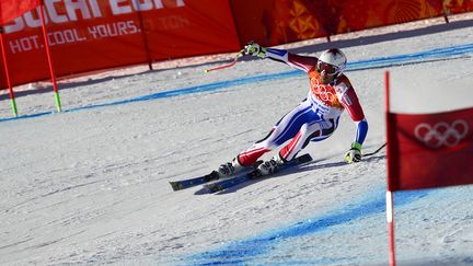 Adrien Th&eacute;aux, lors d'un entra&icirc;nement en Russie, le 8 f&eacute;vrier 2014. (OLIVIER MORIN / AFP)