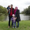 Majd et Fatma Ashour, leurs enfants Omar et Sham, le 9 octobre 2015 &agrave; Karlsruhe (Allemagne). (THOMAS BAIETTO / FRANCETV INFO)