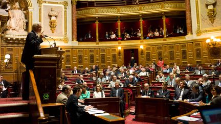 Fran&ccedil;ois Rebsamen, p&eacute;rsident du groupe PS au S&eacute;nat, le 4 septembre 2013 &agrave; la tribune du palais du Luxembourg, &agrave; Paris. (MAXPPP)