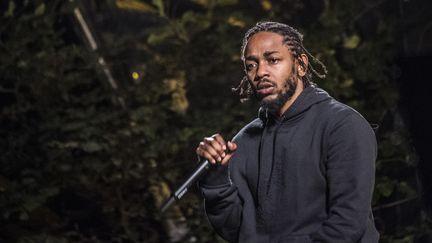 Kendrick Lamar lors du festival de Skanderborg, au Danemark, le 11 août 2018. (HELLE ARENSBAK / RITZAU SCANPIX / AFP)