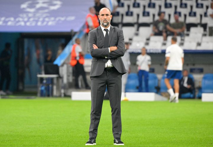 L'entraîneur de l'OM Igor Tudor lors de la deuxième journée de la Ligue des champions face à l'Eintracht Francfort, au stade Vélodrome de Marseille, le 13 septembre 2022. (NICOLAS TUCAT / AFP)