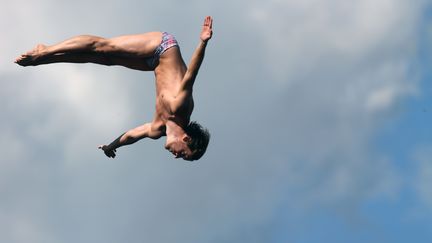 Gary Hunt, lors des Mondiaux de haut vol, à Kazan (Russie), le 3 août 2015. (CHINE NOUVELLE / SIPA)