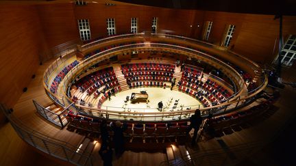 La salle Pierre Boulez à Berlin, inaugurée le samedi 4 mars, permet une écoute intime de la musique tout en pouvant accueillir jusqu’à 700 spectateurs (MAXPPP)