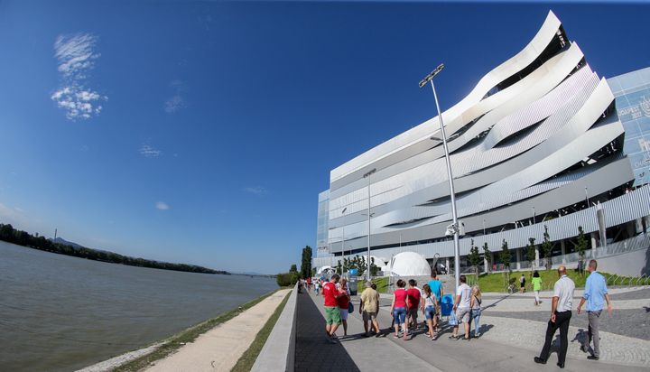 Située sur les rives du Danube, à Budapest, la Duna Arena a accueilli les Mondiaux de natation en 2017. (FOTO OLIMPIK / NURPHOTO / AFP)