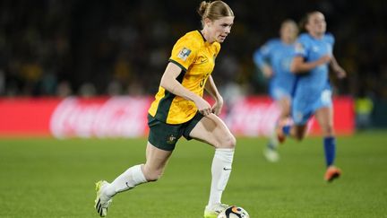 L'Australienne Cortnee Vine en quarts de finale de la Coupe du monde contre la France, le 16 août 2023, à Sydney. (JOSE BRETON / AFP)