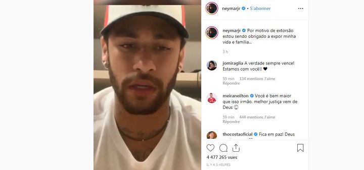 Capture écran du compte Instagram de Neymar, le 2 juin 2019. (NEYMARJR)