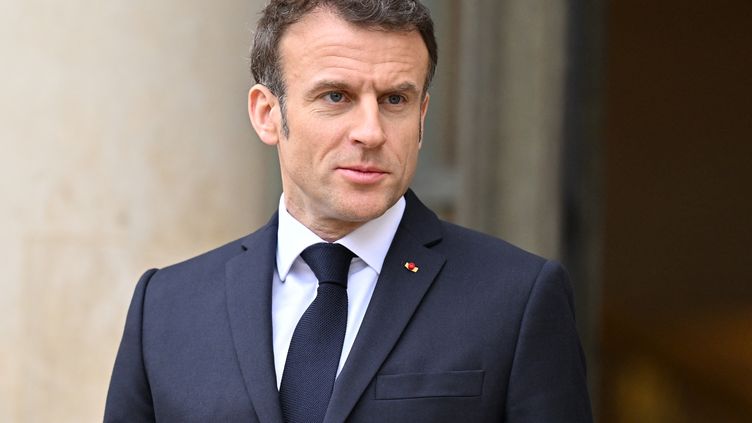 Emmanuel Macron at the Elysee Palace, March 10, 2023. (MUSTAFA YALCIN / ANADOLU AGENCY / AFP)