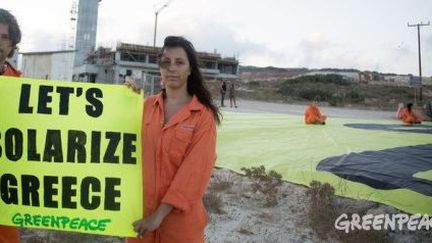 Campagne pour le développement de l'énergie solaire, lancée en Grèce par Greenpeace. (Greenpeace)