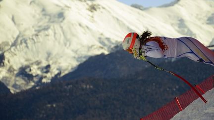 La su&egrave;doise Kjsa Kling en entrainement sur la piste de Rosa Khudor, avant le d&eacute;but des Jeux olympiques d'hiver, le 7 f&eacute;vrier 2014 (OLIVIER MORIN / AFP)