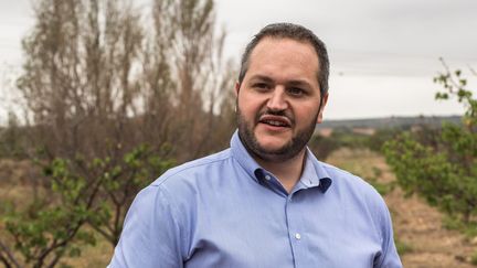 Le président des Jeunes agriculteurs, Arnaud Gaillot, en visite dans le département des Pyrénées-Orientales, en juin 2023. (NICOLAS PARENT / MAXPPP)