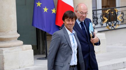 &nbsp;Nicolas Hulot et Stéphane Travert, le 28 juin 2017. (PATRICK KOVARIK / AFP)