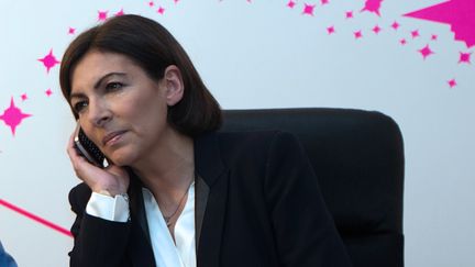 La candidate socialiste &agrave; la mairie de Paris Anne Hidalgo, le soir du premier tour des &eacute;lections municipales, le 23 mars 2014, dans son QG de campagne &agrave; Paris. (JOEL SAGET / AFP)