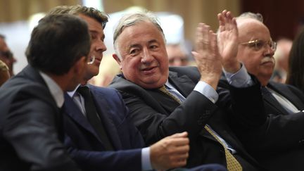 Le président du Sénat Gérard Larcher assiste à un meeting avant les élections législatives à Vertou (Loire-Atlantique), le 29 mai 2017. (JEAN-SEBASTIEN EVRARD / AFP)