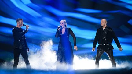 Les candidats de la Norvège à l'Eurovision lors de la répétition pour la deuxième demi-finale, le 15 mai 2019 à Tel Aviv (Israël). (VLADIMIR ASTAPKOVICH / SPUTNIK / AFP)