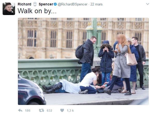 Des&nbsp;internautes ont pris pour cible une jeune femme sur les réseaux sociaux, après&nbsp;l'attaque à Londres, le 22 mars 2017. (TWITTER)