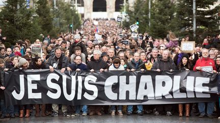 Une manifestation en hommage aux victimes des attaques terroristes, &agrave; Lille (Nord), le 10 janvier 2015. (AFP)