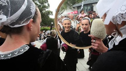 Festival interceltique de Lorient, année de l&#039;Acadie. Animation Bagadou et cercles
 (Patrick Guigueno/MAXPPP)