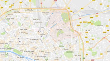 La fusillade s'est déroulée dans le 19e arrondissement de Paris, dans la nuit du samedi 15 au dimanche 16 octobre 2016. (GOOGLE MAPS)