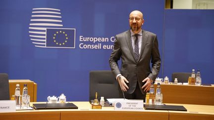 Le président du Conseil européen Charles Michel à Bruxelles, jeudi 24 mars 2022. (LUDOVIC MARIN / AFP)