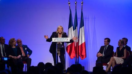 &nbsp; (Marine Le Pen en meeting jeudi soir à Paris © MAXPPP)