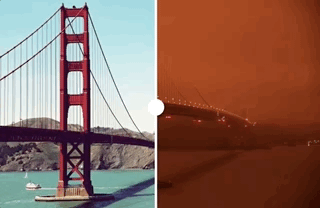 Les fumées des incendies qui ravagent la côte ouest des Etats-Unis atteignent la ville de San Francisco, en Californie, en septembre 2020.&nbsp; (Harold POSTIC / AFP) (GETTY IMAGES)