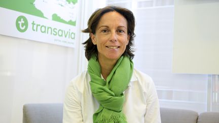 Nathalie Stubler est la présidente directrice générale de Transavia France. (ERIC PIERMONT / AFP)