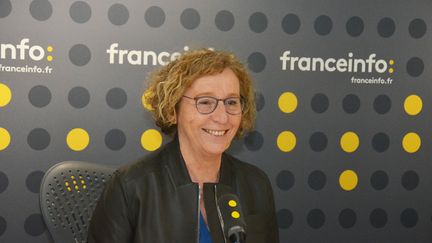 Muriel Pénicaud, ministre du Travail, invitée de&nbsp;franceinfo le 18 avril 2019. (JEAN-CHRISTOPHE BOURDILLAT / RADIO FRANCE)