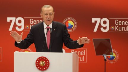 Ankara, le 30 mai 2023. Le discours du président turc Recep Tayyip Erdoğan, après sa réélection. (DIA IMAGES / GETTY IMAGES EUROPE)