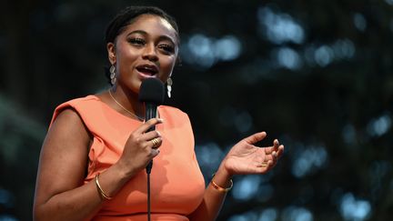 La chanteuse de jazz américaine Samara Joy s'est produit sur la scène du Marseille Jazz des Cinq Continents à Marseille le 25 juillet 2023. (CHRISTOPHE SIMON / AFP)