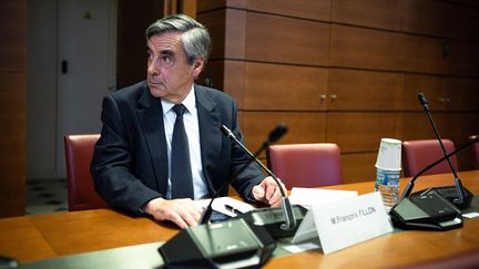 L'ancien Premier ministre François Fillon, lors d'une audition à l'Assemblée nationale, le 2 mai 2023. (GAUTHIER BEDRIGNANS / HANS LUCAS / AFP)