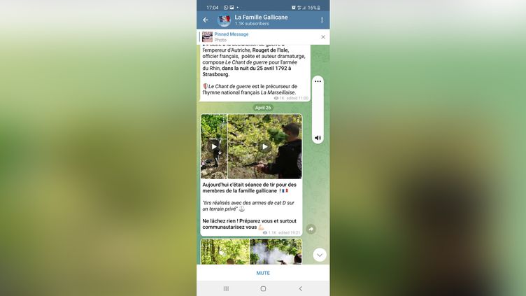 Message diffusé dans la boucle Telegram La Famille gallicane, à laquelle franceinfo a eu accès, le 5 décembre 2021. (CAPTURE D'ÉCRAN)