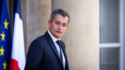 Le ministre de l'Intérieur, Gérald Darmanin, à la sortie du Conseil des ministres à l'Elysée, le 11 octobre 2023. (XOSE BOUZAS / HANS LUCAS / AFP)